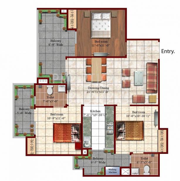 Setia Rock Valley Residency (3BHK+2T (1,597 sq ft) 1597 sq ft)