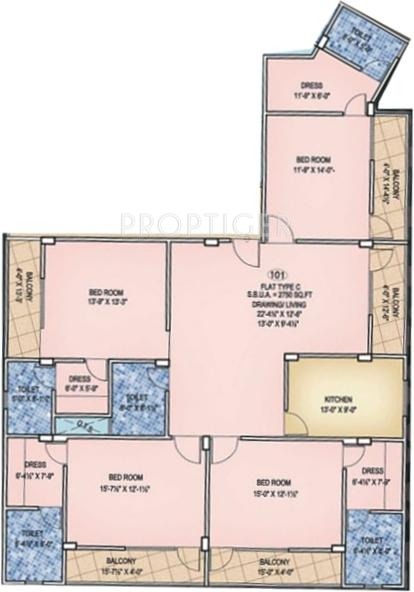 Unique Aura (4BHK+4T (2,750 sq ft) 2750 sq ft)