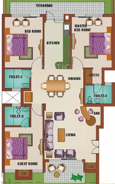 Ansal Palm Grove (3BHK+3T (1,525 sq ft) 1525 sq ft)