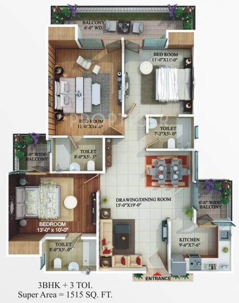 Omkar Royal Nest (3BHK+3T (1,515 sq ft) 1515 sq ft)
