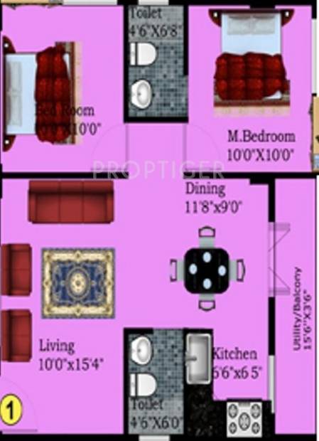 DS Samba (2BHK+2T (1,090 sq ft) 1090 sq ft)