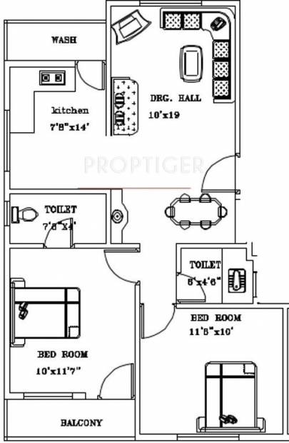 M K Atharav 2 (2BHK+2T (907 sq ft) 907 sq ft)