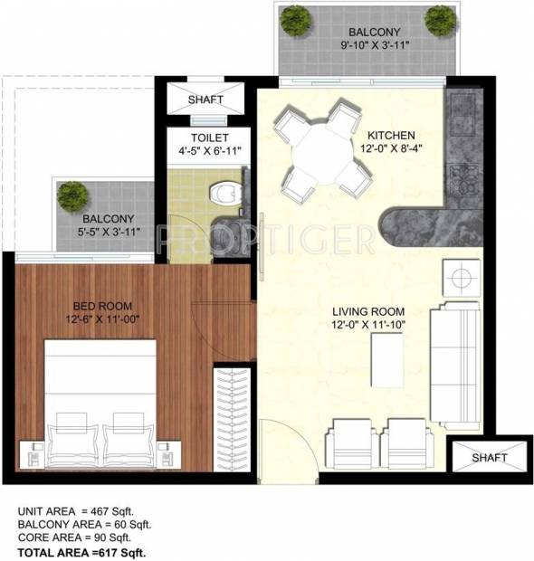 Jaydev Uni Park (1BHK+1T (617 sq ft) 617 sq ft)