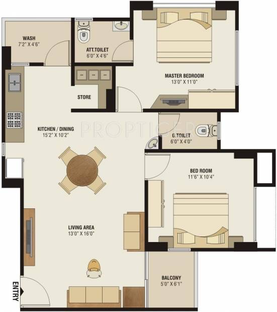 PSY Projects Pramukh Elegance Floor Plan (2BHK+2T)