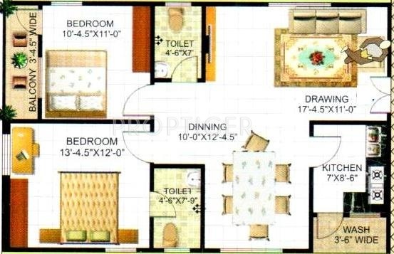Sruthi Sri Harsha Pride (2BHK+2T (1,120 sq ft) 1120 sq ft)