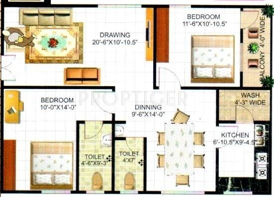 Sruthi Sri Harsha Pride (2BHK+2T (1,206 sq ft) 1206 sq ft)