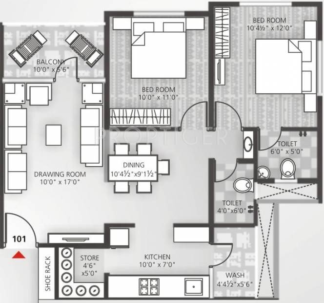 Avalon Courtyard 2 (2BHK+2T (1,314 sq ft) 1314 sq ft)