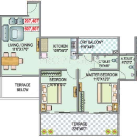 SSK Ambrosia (2BHK+2T (1,028 sq ft) 1028 sq ft)