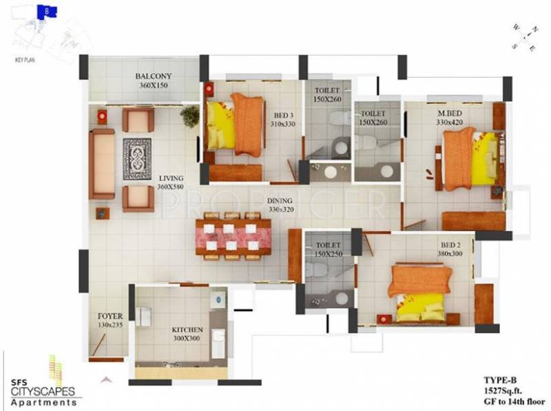 SFS Cityscapes Cedar and Pine (3BHK+3T (1,527 sq ft) 1527 sq ft)