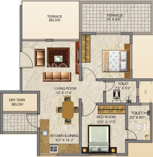 Austin Belvedere (2BHK+2T (972 sq ft) 972 sq ft)