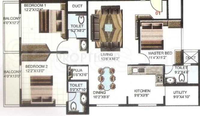 PNR Silver Strings (3BHK+3T (1,540 sq ft) + Pooja Room 1540 sq ft)