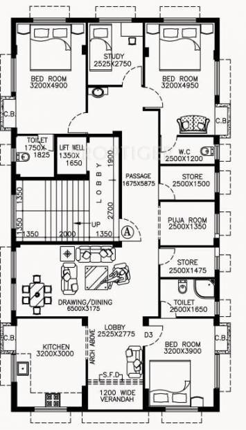 Bluechip Jibon Charit (3BHK+3T (2,334 sq ft)   Study Room 2334 sq ft)