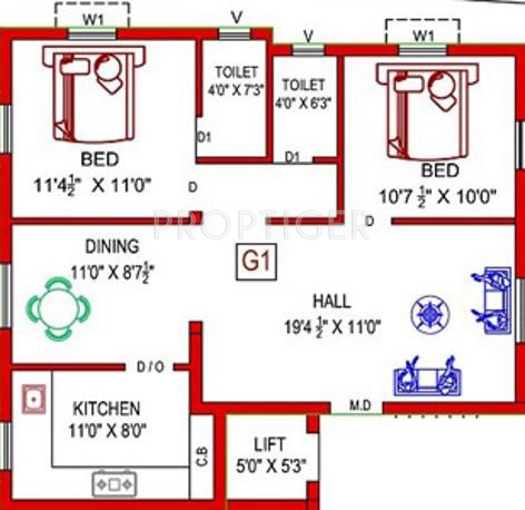Popular Omkar and Amara (2BHK+2T (1,048 sq ft) 1048 sq ft)