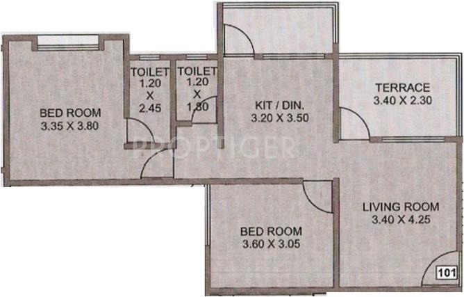 JS Isha Paradise (2BHK+2T (943 sq ft) 943 sq ft)