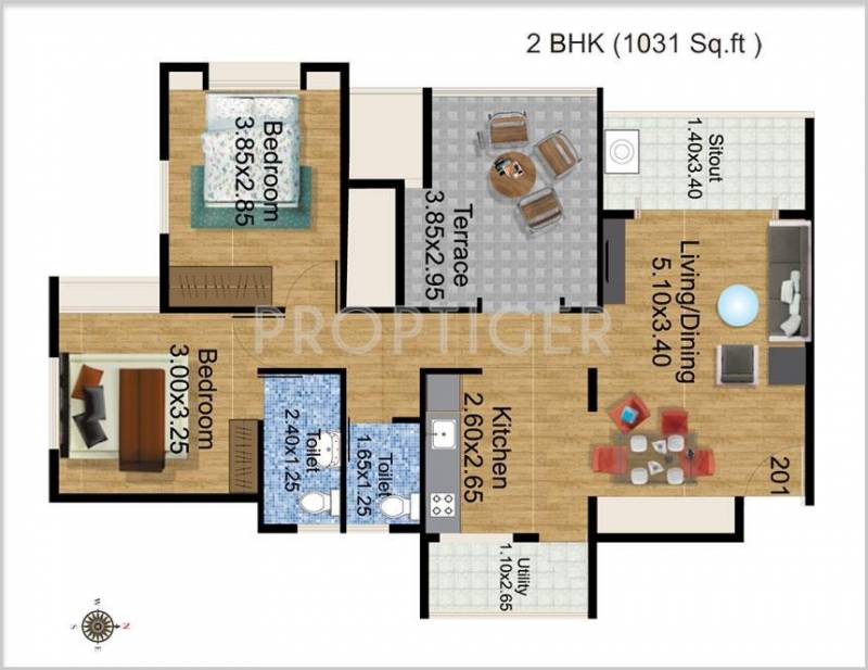 SM Yogiraj (2BHK+2T (1,030 sq ft) 1030 sq ft)