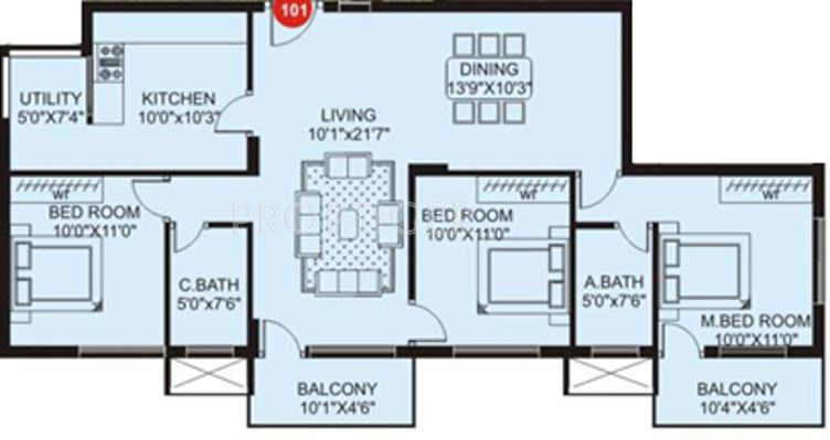 Plama Habitat (3BHK+3T (1,370 sq ft) 1370 sq ft)