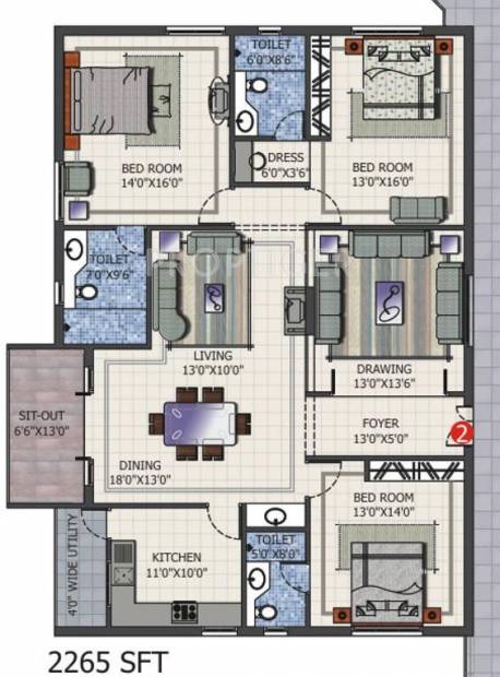 Vishnu Vishnu Splendor (3BHK+3T (2,265 sq ft) 2265 sq ft)