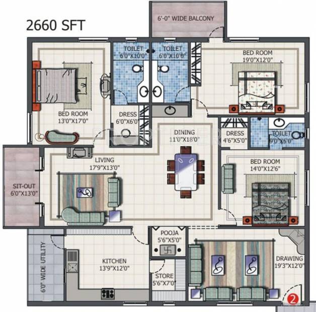 Vishnu Vishnu Splendor (3BHK+3T (2,660 sq ft) 2660 sq ft)