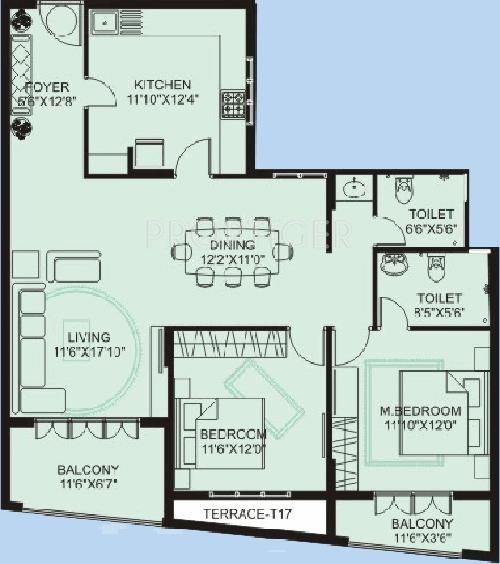 Plama Oceanic (2BHK+2T (1,565 sq ft) 1565 sq ft)