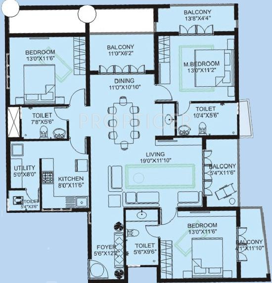 Plama Oceanic (3BHK+3T (1,910 sq ft) 1910 sq ft)