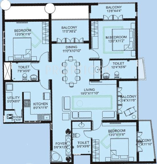 Plama Oceanic (3BHK+3T (2,050 sq ft) 2050 sq ft)