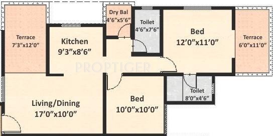 Avani Tatva (2BHK+2T (1,018 sq ft) 1018 sq ft)