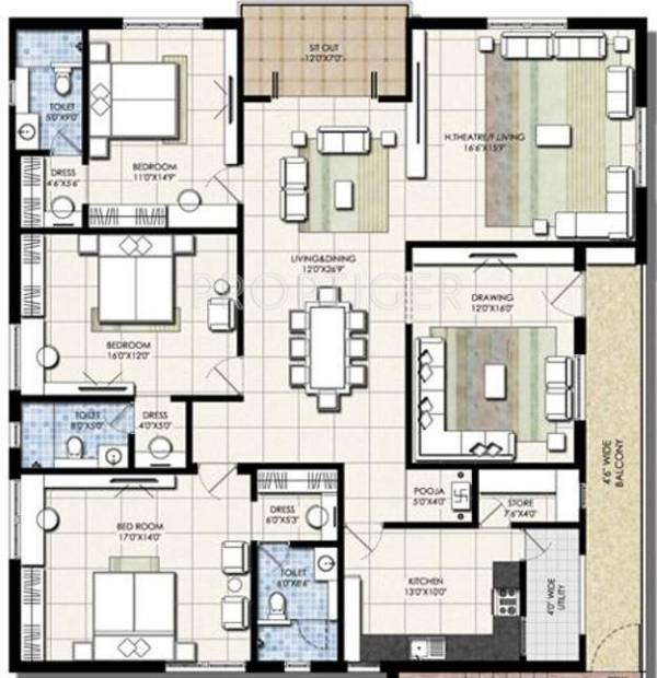 Vamsiram Jyothi Signature (3BHK+3T (2,840 sq ft) 2840 sq ft)