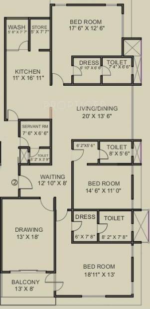 Environ Ariana (3BHK+3T (3,350 sq ft) + Servant Room 3350 sq ft)