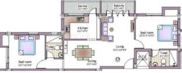  High Gate (2BHK+2T (1,055 sq ft) 1055 sq ft)