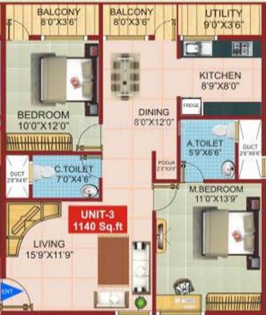 Sri Sai Venkateshwara Developers Nisarga (2BHK+2T (1,140 sq ft) 1140 sq ft)