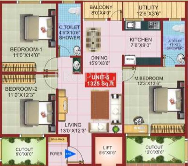 Sri Sai Venkateshwara Developers Nisarga (3BHK+2T (1,325 sq ft) 1325 sq ft)