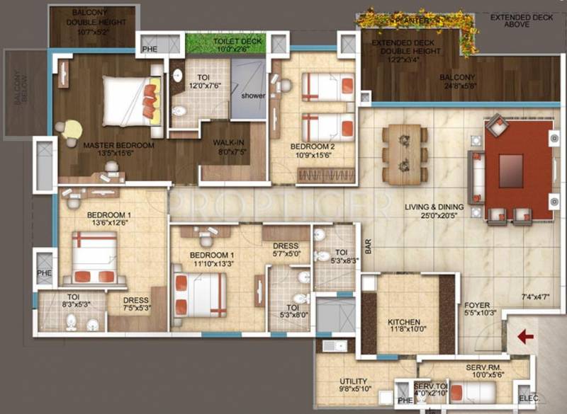 The Address The Five Summits (3BHK+4T (3,181 sq ft) + Servant Room 3181 sq ft)