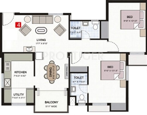 Navin Srishti (2BHK+2T (1,070 sq ft) 1070 sq ft)