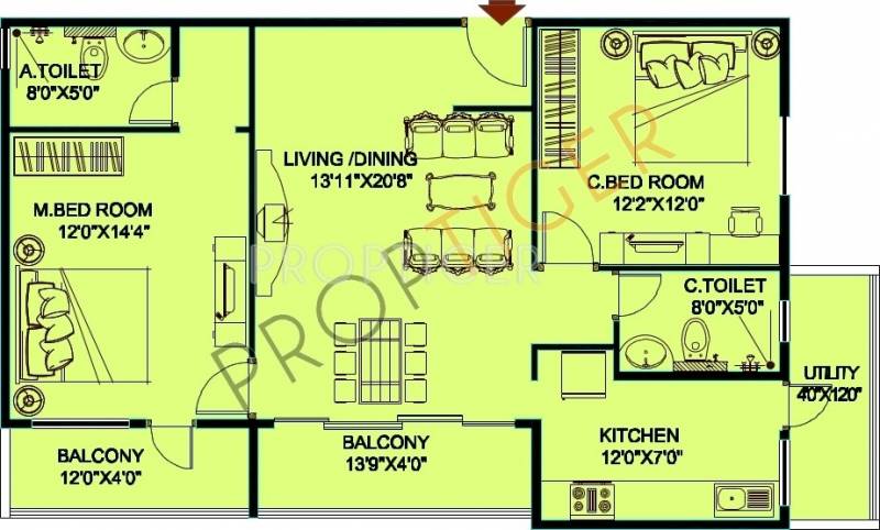 Jupiter Commanders Pinnacle (2BHK+2T (1,370 sq ft) 1370 sq ft)