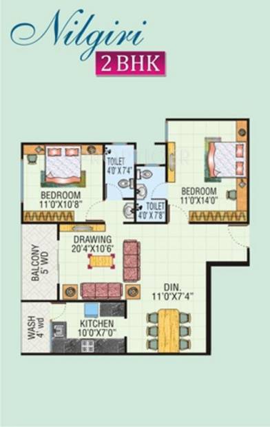 Kalindi Nilgiri Enorma (2BHK+2T (1,150 sq ft) 1150 sq ft)
