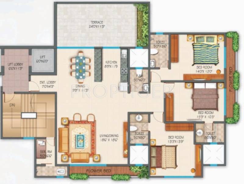 Dheeraj Dheeraj Zephyr (3BHK+3T (2,365 sq ft)   Servant Room 2365 sq ft)
