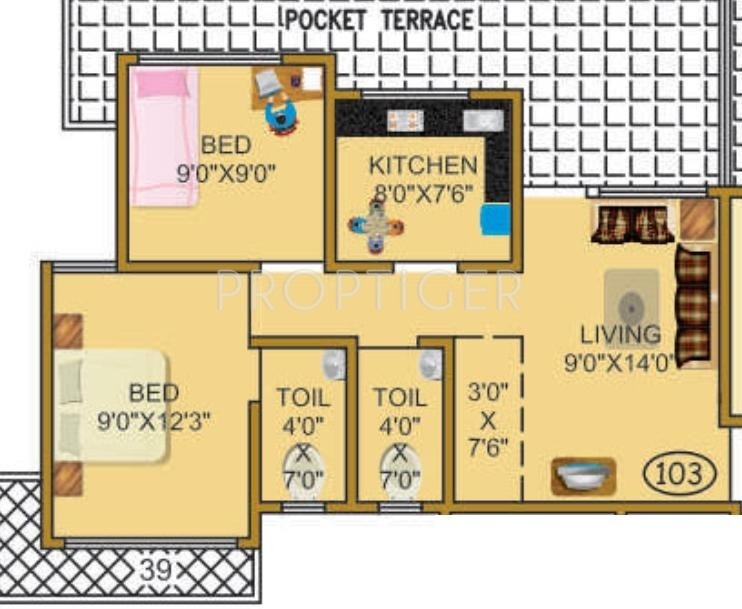 Parshva Konark Residency (2BHK+2T (832 sq ft) 832 sq ft)