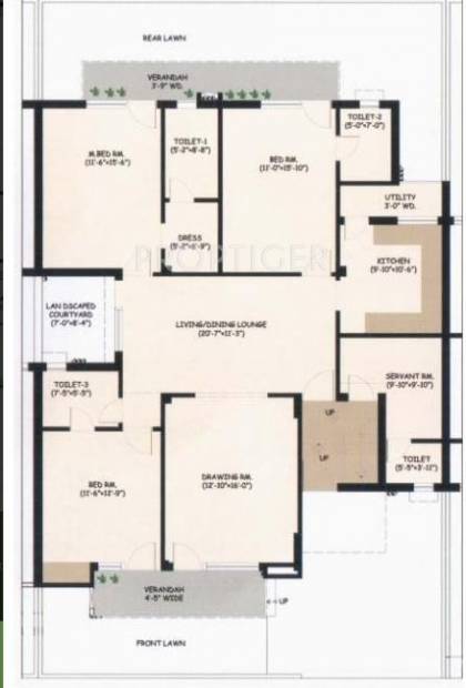 Wave Prime Floors (3BHK+4T (1,775 sq ft)   Servant Room 1775 sq ft)