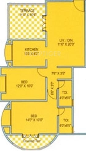 Karan Palms (2BHK+2T (1,046 sq ft) 1046 sq ft)