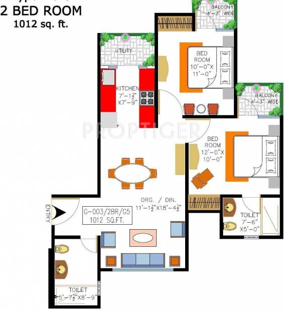 Rishabh Cloud9 Towers (2BHK+2T (1,012 sq ft) 1012 sq ft)
