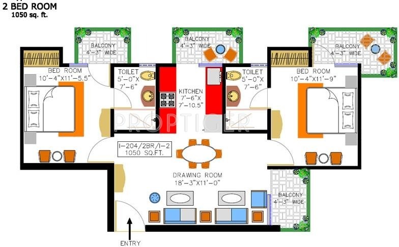 Rishabh Cloud9 Towers (2BHK+2T (1,050 sq ft) 1050 sq ft)
