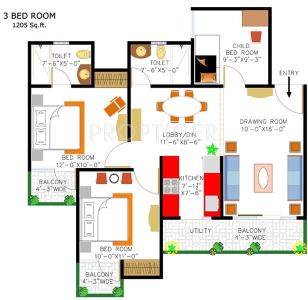 Rishabh Cloud9 Towers (3BHK+2T (1,205 sq ft) 1205 sq ft)