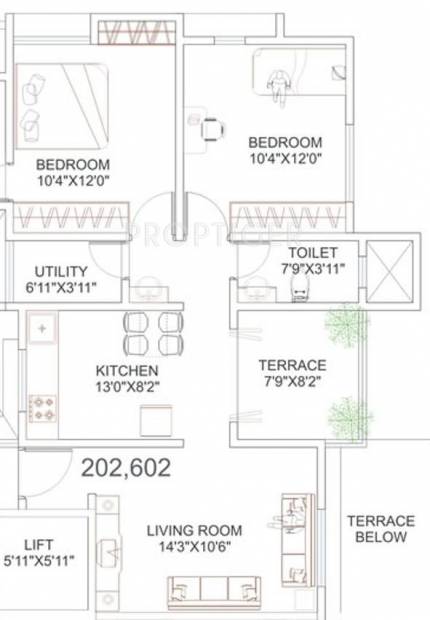 Multicon Atul Avenue (2BHK+1T (707 sq ft) 707 sq ft)