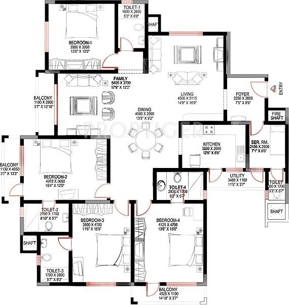 Sobha Suncrest (4BHK+5T (2,642 sq ft)   Servant Room 2642 sq ft)