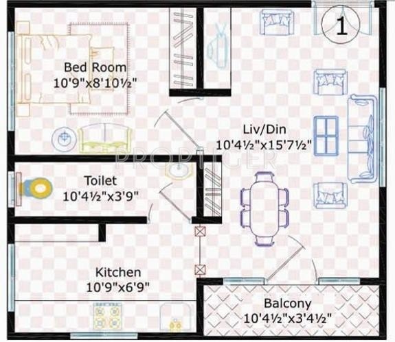 Sivani Sivani Towers (1BHK+1T (500 sq ft) 500 sq ft)