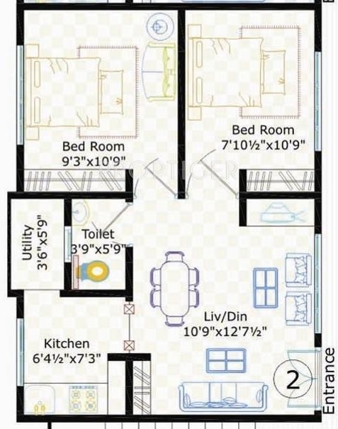 Sivani Sivani Towers (2BHK+2T (750 sq ft) 750 sq ft)