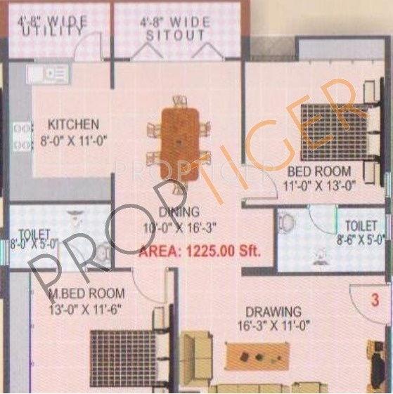 Srisaila GNR Royal (2BHK+2T (1,225 sq ft) 1225 sq ft)