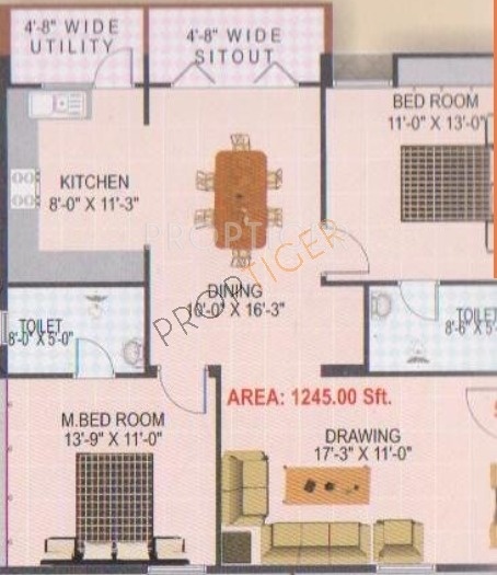 Srisaila GNR Royal (2BHK+2T (1,245 sq ft) 1245 sq ft)