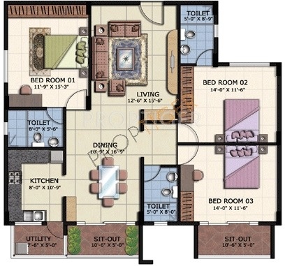 ATZ Splendor (3BHK+3T (1,650 sq ft) 1650 sq ft)