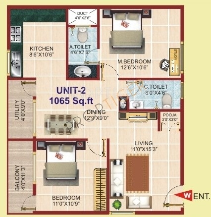 Ultimate Ultimate Comforts (2BHK+2T (1,065 sq ft) 1065 sq ft)